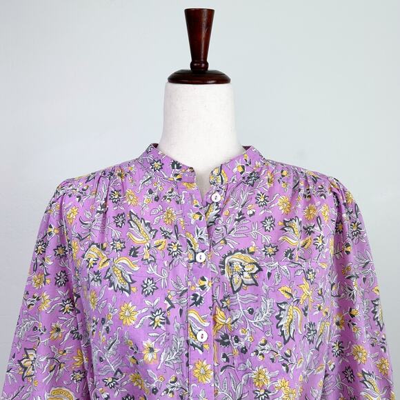 dRA Los Angeles Lilac Floral Block Print Cotton Midi Dress - Picture 2 of 12